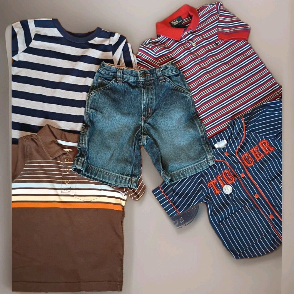 5pc Toddler Boy Size 4T Clothing POLO, BABY GAP, DISNEY ,OLD NAVY,  FISHER PRICE